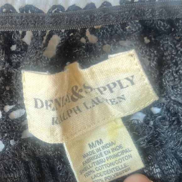 Ralph Lauren Denim & Supply Black off shoulder gauze lace Top w/ bell sleeves - Picture 11 of 16